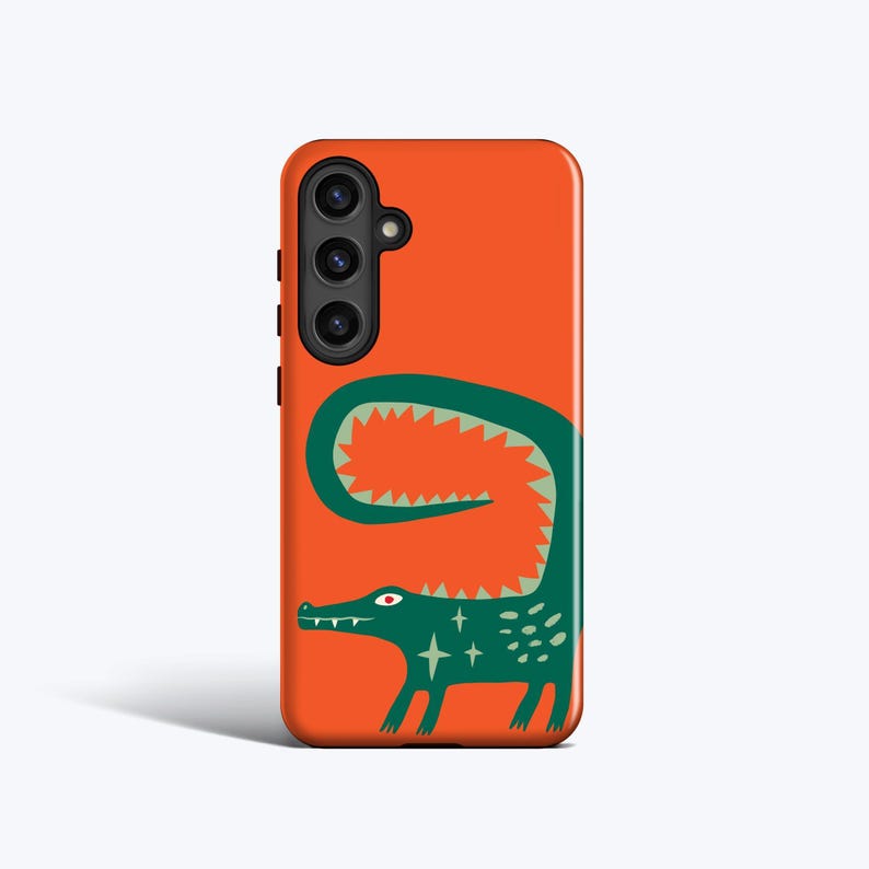 Crocodile Phone Case - For Galaxy S25 Plus, S24 Ultra, S23 fe, S22, S21, S20 fe Orange, Abstract, Poster image 1