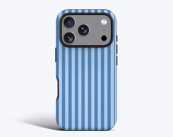 Little Blue Stripes Phone Case for iPhone 17, 16, 16e, 15, 14, 13, 12, 11, Galaxy, Pixel, MagSafe Option