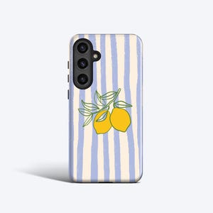 Pour Portable CITRONS ET RAYURES | Été italien - Pour Samsung Galaxy S25 Ultra, S24 Plus, S24 fe, S23 fe, S22 Plus, S21 et autres modèles