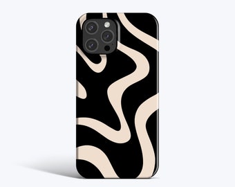 BLACK WAVES Case | For iPhone 15 Plus Case, iPhone 13 Pro Case, iPhone 12 Case, iPhone 11 Case, All Models, Abstract Shapes