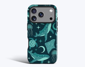 Celestial Sea Life Phone Case - For iPhone 17, 16, 15, 14, 13, 12, 11, Magnetic Option