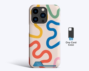 ORGANIC LINES MULTI Slim Card Case - iPhone 17 Pro Max, 16 Pro, 15 Plus, 14 Pro, 13, Card Holder, Card Storage