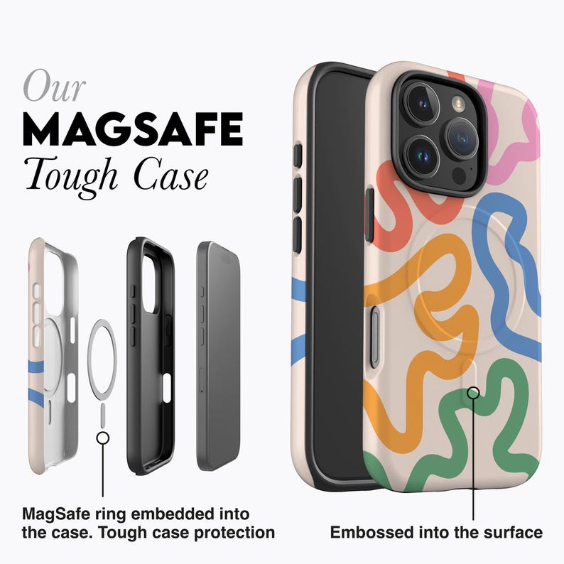 FUNKY LINES PASTEL Phone Case | Abstract Wavy Print, For iPhone 16e, 16 Pro Max, 15 Plus, 15, 14 Pro, 13, 12 Mini, 11 image 5