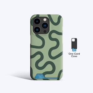 ORGANIC LINES OLIVE Custodia sottile per carte di credito / Custodia per iPhone 15 Pro, Custodia per iPhone 14, Custodia per iPhone 14+, Custodia per iPhone 13 Pro, Porta carte, Porta carte