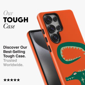 Crocodile Phone Case - For Galaxy S25 Plus, S24 Ultra, S23 fe, S22, S21, S20 fe Orange, Abstract, Poster image 2