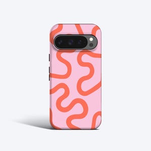 Custodia per telefono ORGANIC LINES CORAL / Linee astratte, minimalista, moderna - Per Pixel 9 Pro xl, 9a, 8a, 8 Pro, 7 Pro, 7a, 6 Pro, 6a e altri modelli