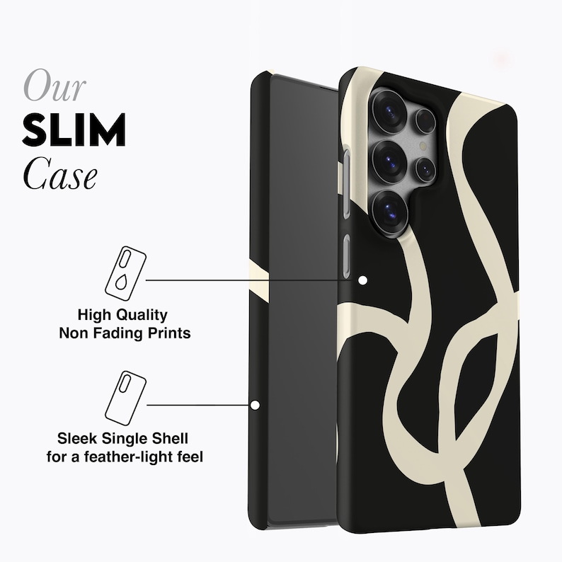 Boho Lines Black Phone Case - For Galaxy S26, S25, S24, S23, S22, S21, S20 Series, Magnetic 画像 5