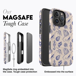 SEA CREATURES Blue Phone Case | For iPhone 16 Pro Max Case, iPhone 15 Pro Case, iPhone 14 Pro Case, MagSafe, Seashells, Seahorse, Case image 5