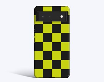 Chunky Check Lime, Black - For Pixel 10, 9, 8, 7, 6, Magnetic Option