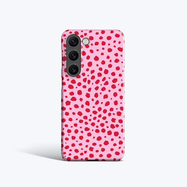 Etui na telefon w różowe kropki – do Galaxy S26, S25, S24, S23, S22, S21, S20, magnetyczne