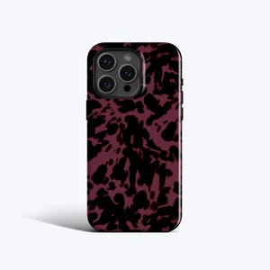 Étui TORTUISE BOURGOGNE | Coque pour iPhone 16 Pro, coque pour iPhone 15, coque pour iPhone 14, coque pour iPhone 13, MagSafe, imprimé abstrait écaille de tortue, bordeaux
