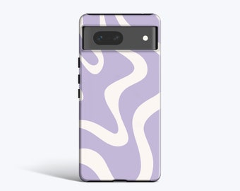 LAVENDER WAVES Hülle | Für Pixel 8 Pro Case, Pixel 7 Case, Pixel 6 Case, Pixel 5 Case Weitere Modelle, gewellte organische Formen, minimal, Trending