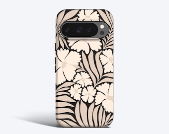 Beige Cream Floral Phone Case - For all Pixel Models, Magnetic Option