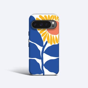 BLUE SUNFLOWER Phone Case | Large Abstract Flower, For Pixel 9 Pro xl, 9a, 8a, 8 Pro, 7 Pro, 7a, 6 Pro, 6a, 5 More Models