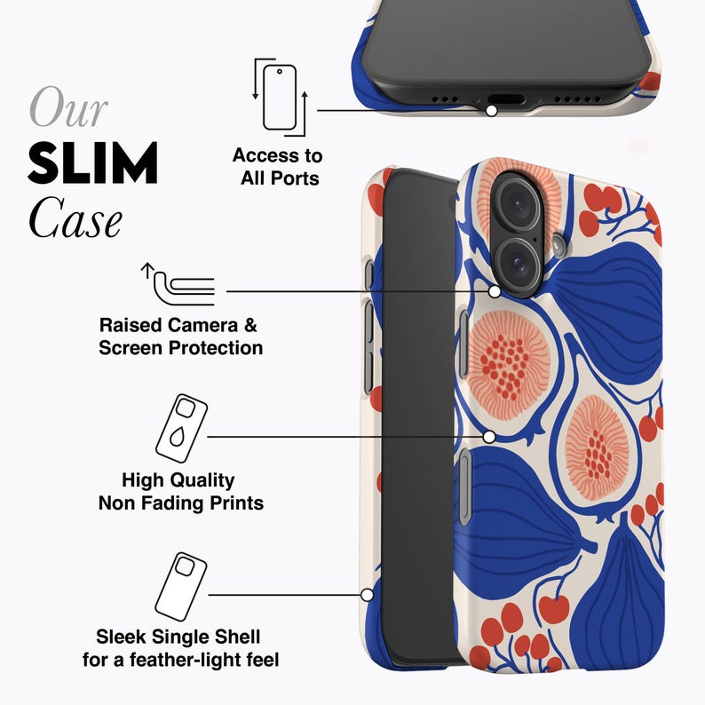 Blue Passion Fruit Phone Case - Fits iPhone 16e, 16 Pro Max, 15 Plus, 14 Pro, 13 Mini, 12, 11, MagSafe Option, Abstract Berries Art image 7