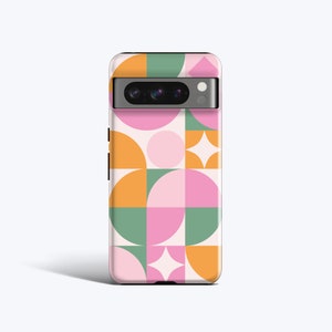 SUMMER BAUHAUS Case | For Pixel 8 Pro Case, Pixel 7 Case, Pixel 6 Pro Case, Pixel 5 5G Case, More Models, Modern, Geometric Design, Pastel