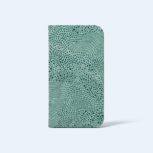 MINT WALLET Phone Case | For iPhone and Galaxy Models, Card Holder, Vegan Leather, Satin Finish, Abstract Dots