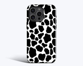Custodia per telefono con stampa mucca / Per iPhone 15, iPhone 12, iPhone 11, iPhone XR e altri modelli, custodia con stampa mucca, bianco e nero