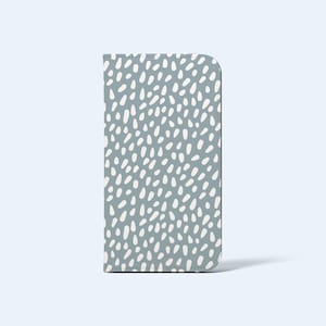 Etui na telefon RAIN DOTS WALLET | Do modeli iPhone i Galaxy, uchwyt na karty, skóra wegańska, wykończenie satynowe, wzór