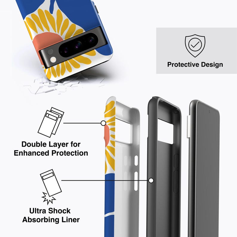 Blue Sunflower Phone Case |- For all Pixel Models, Magnetic Option image 3