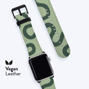 ORGANIC Lines Olive Watch Strap | For Apple Band, Vegan H21 Leather band, Available for Apple watch series 1, 2, 3, 4, 5, 6, 7, 8, 9, SE