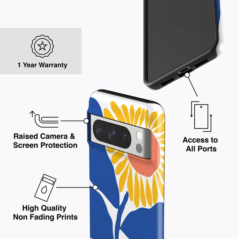 Blue Sunflower Phone Case |- For all Pixel Models, Magnetic Option image 4
