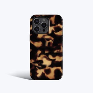 DARK TORTOISE SHELL Phone Case | Fits iPhone 16e, 16 Pro Max, 15 Plus, 14 Pro, 13, 12 Mini, 11 - Abstract Tortoise Print, MagSafe Option