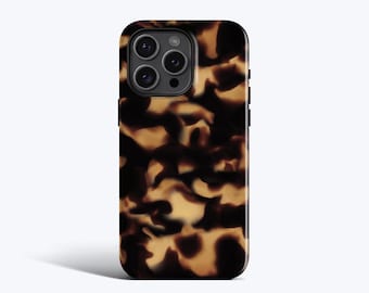 FONCÉ EN ÉCAILLE DE TORTUE FONCÉE | Compatible avec iPhone 16e, 16 Pro Max, 15 Plus, 14 Pro, 13, 12 Mini, 11 - Imprimé tortue abstrait, option MagSafe