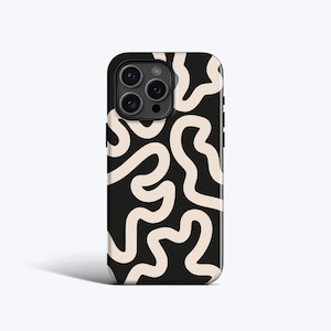 FUNKY LINES CREAM Phone Case | MagSafe Option, Wavy Lines, Abstract, For iPhone 16e, 16 Pro Max, 15 Plus, 14 Pro, 13 Mini, 12, 11 and More