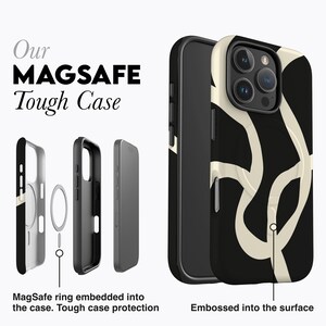 BOHO LINES BLACK Phone Case For iPhone 16 Pro Case, iPhone 15 Case, iPhone 14 Pro Max Case, iPhone 12 Case, MagSafe, Abstract Lines, Matisse image 5