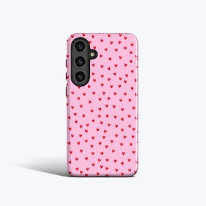 RED HEARTS Phone Case | For Galaxy S25 Ultra, S24 Plus, S23 fe, S22, S21, S20 fe, More Models, Models, Heart Pattern, Pink
