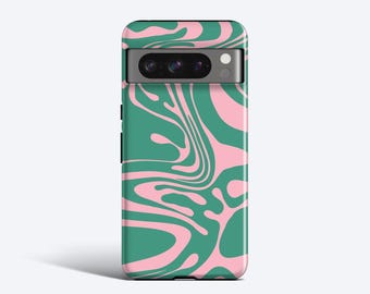 Green Pink Marble Phone Case - For Pixel 10, 9 Pro, 8a, 7 Pro, 6 More Models, Liquid Marble Case
