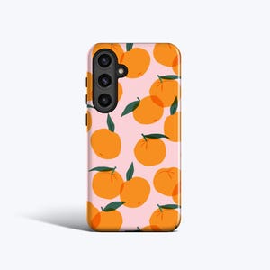 ORANGEN Handyhülle | Für Samsung Galaxy S25 Ultra, S24 fe, S23 fe, S22 Plus, S21, S20 - Orange Muster, Summer