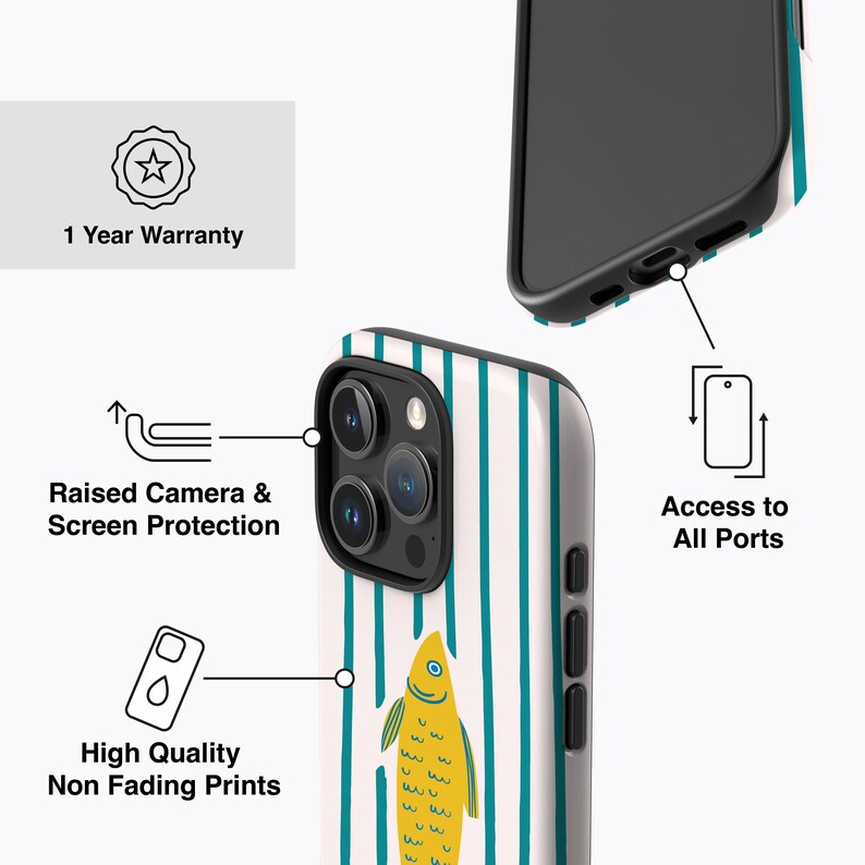 Yellow Fish iPhone Case - for iPhone 17, 16, 15, 14, 13, 12 Magsafe ...