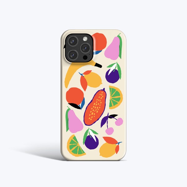 FRUITY ART Case | For iPhone 15 Pro Case, iPhone 14 Case, iPhone 13 Pro Max Case, iPhone 12 Case, All Models, Matisse Style, Lemon, Papaya