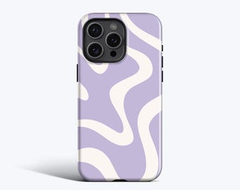 LAVENDER WAVES Phone Case Minimal Purple Wavy Art, for iPhone 16