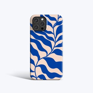 ABSTRACT BLUE LEAF Case | For iPhone 15 Pro Case, iPhone 13 Pro Case, iPhone 12 Case, iPhone 11 Case, More Models, Matisse Style, Blue