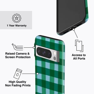 Rich Green Gingham Phone Case - For all Pixel Models, Magnetic Option image 4
