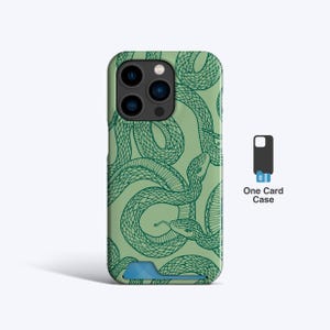 GREEN SNAKES Custodia sottile per carte di credito / Custodia per iPhone 15+, Custodia per iPhone 14 Pro, Custodia per iPhone 13, Custodia per iPhone 15 Pro, Porta carte, Porta carte