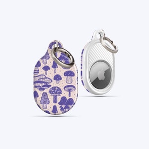 MUSHROOM MAGIC AirTag Case | For your keys, Handbag, Backpack, Pets Collar, Anything you desire, AirTag Holder, AirTag Keychain, Purple