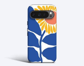 Blue Sunflower Phone Case |- For all Pixel Models, Magnetic Option