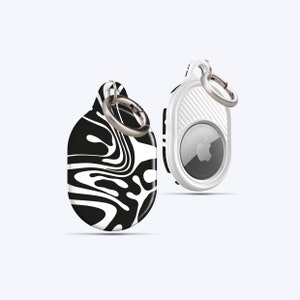 BLACK WHITE MARBLE AirTag Case | For your keys, Handbag, Backpack, Pets Collar, Anything you desire, AirTag Holder, Abstract Groovy