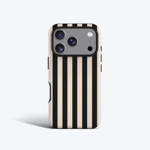 Funda clásica a rayas negras para iPhone 17 Air, 17 Pro Max, 16e, 16 Pro Max, 15 Plus, 14, 13 Mini, 12 y 11 - MagSafe