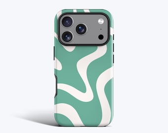 Green Waves Case - Für iPhone 17, 16, 15, 14, 13, 12, MagSafe Option