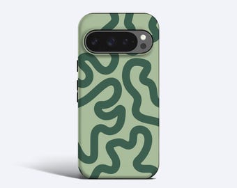 FUNKY LINES oliv Handyhülle | Für Pixel 9 Pro xl, 9a, 8a, 8 Pro, 7 Pro, 7a, 6 Pro, 6a, Weitere Modelle, Abstrakt Lines, Minimalistisch, Modern