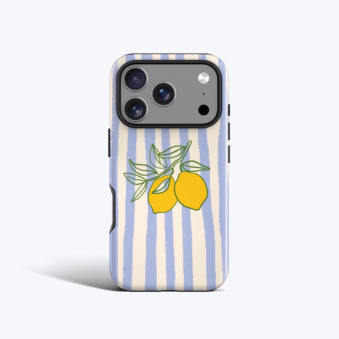 Lemons Stripes Phone Case – for iPhone 17, 16, 15, 14, 13, Magsafe