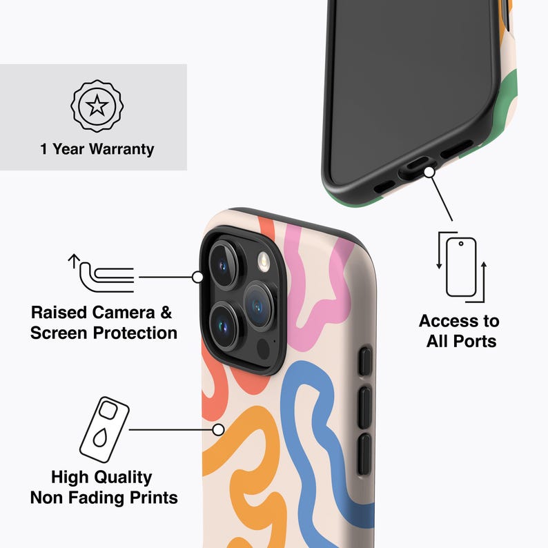 FUNKY LINES PASTEL Phone Case | Abstract Wavy Print, For iPhone 16e, 16 Pro Max, 15 Plus, 15, 14 Pro, 13, 12 Mini, 11 image 4