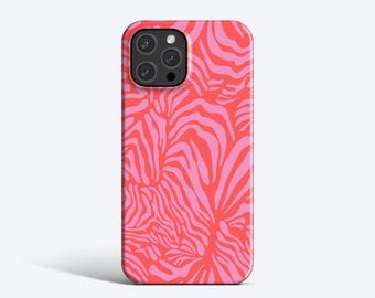 FUNKY ANIMAL PRINT Case | For iPhone 15 Pro Max Case, iPhone 14 Case, iPhone 13 Pro Case, All Models, Abstract Lines, Tiger stripes, Pink