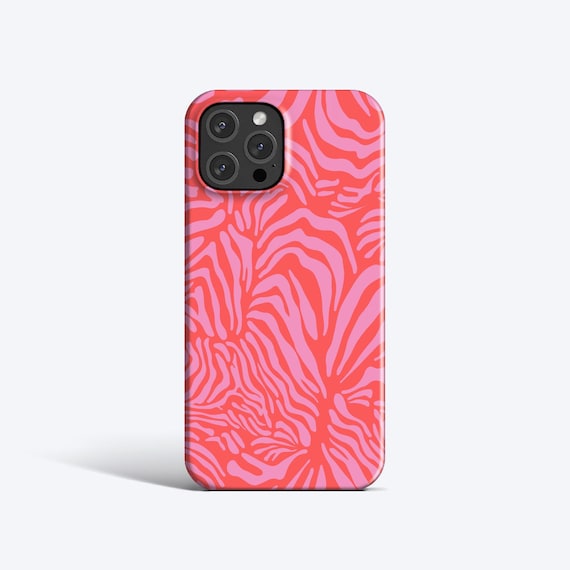 FUNKY ANIMAL PRINT Case | For iPhone 15 Pro Max Case, iPhone 14 Case, iPhone 13 Pro Case, All Models, Abstract Lines, Tiger stripes, Pink
