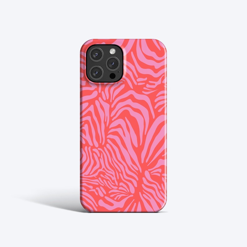 FUNKY ANIMAL PRINT Case | For iPhone 15 Pro Max Case, iPhone 14 Case, iPhone 13 Pro Case, All Models, Abstract Lines, Tiger stripes, Pink image 1